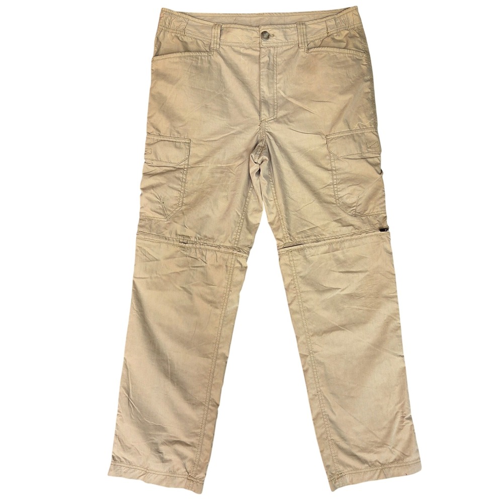 GH Bass Explorer Mens 36x32 Khaki Tan Convertible Zip Off Cargo Hiking Pants